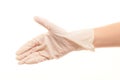 Doctor's hand in white sterilized surgical glove giving for handshake Royalty Free Stock Photo