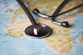 Doctor`s medical stethoscope over africa healthcheck Royalty Free Stock Photo