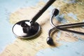 Doctor`s medical stethoscope over africa healthcheck Royalty Free Stock Photo