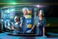 Doctor's team with screens Royalty Free Stock Photo