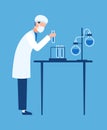 Doctor in science hospital laboratory. Biologist carries out experiments and tests in clinic lab, creating medicine and