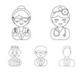 Doctor, scientist, businessman, prisoner.Profession set collection icons in outline style vector symbol stock
