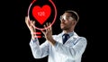 Doctor or scientist with heart rate projection