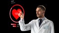 Doctor or scientist with heart rate projection