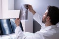 Doctor Screening Knee Bone X Ray Royalty Free Stock Photo