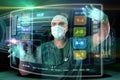 Doctor with screens Royalty Free Stock Photo