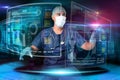 Doctor with screens Royalty Free Stock Photo