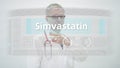 Doctor scrolls to SIMVASTATIN generic drug name on a touchscreen display