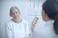 Doctor senior patient backbone model Royalty Free Stock Photo