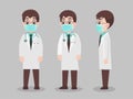 Set of Doctors Character wearing protective Medical mask for prevent virus