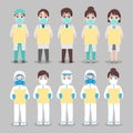 Set of Doctor and nurse in personal protective suit wear a surgical protective Medical mask for prevent virus Royalty Free Stock Photo