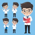 Doctor show a variety of gestures and actions in work clothes