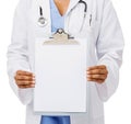 Doctor Showing Blank Medical Chart On Clipboard