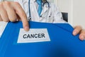 Doctor is showing folder with cancer diagnosis Royalty Free Stock Photo