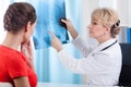 Doctor showing patient test results Royalty Free Stock Photo