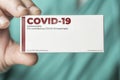 Doctor shows a box of coronavirus covid-19 antiviral pills