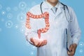 Doctor shows the colon of a person Royalty Free Stock Photo