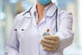 Doctor shows in the hand the tube of medicine . Royalty Free Stock Photo