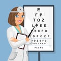 Doctor at Sight Check Board for Vision Exams. Royalty Free Stock Photo