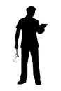 Doctor silhouette vector on white background