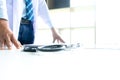 Doctor stand on the table with x ray film