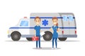Doctor standing in front of ambulance car Royalty Free Stock Photo