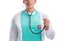 Doctor with stethoscope heart medical isolated