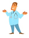 Doctor with stethoscope isolated. Smiling physician in medical uniform