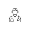 Doctor with stethoscope line icon