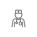 Doctor with stethoscope line icon