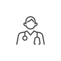 Doctor with stethoscope line icon