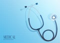 Doctor stethoscope object on blue background