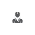 Doctor with stethoscope vector icon symbol isolated on white background Royalty Free Stock Photo