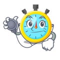 Doctor stopwatch in the cartoon shape funny