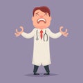 Doctor Suffer Pain Despair Emotion Character Icons Set Retro Cartoon Design Vector Illustration