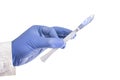 Doctor surgeon holds a scalpel in his hand on a white background. Surgical concept Royalty Free Stock Photo