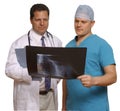 Doctor and surgeon reviewing x-ray