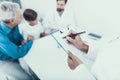 Doctor Taking Blood Sample from Boy`s Finger. Royalty Free Stock Photo