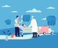 Doctor taking patient to hospital illustration  emergency patient doctors taking Royalty Free Stock Photo