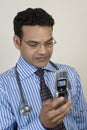 Doctor taking urgent call