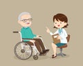 Doctor Talking With Elderly man Patient in wheelchair Royalty Free Stock Photo