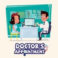 Doctor talking with female patient. doctor`s appointment concept