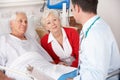 Doctor talking to couple on UK Hospital Royalty Free Stock Photo