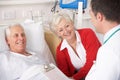 Doctor talking to senior couple in hospital Royalty Free Stock Photo