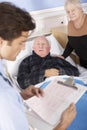 Doctor talking to senior couple in hospital Royalty Free Stock Photo