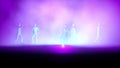 Doctor team with protective mask dancing on stage under colorful reflectors, seamless loop