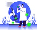 Doctor testing virus in laboratory illustration concept vector