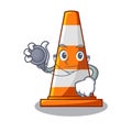 Doctor traffic cone on road cartoon shape