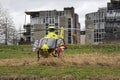 Doctor from trauma helicopter helps ambulance personnel with injured child after collision in Nieuwerkerk aan den IJssel