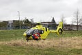 Doctor from trauma helicopter helps ambulance personnel with injured child after collision in Nieuwerkerk aan den IJssel